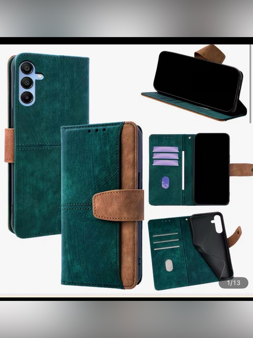 Color Block Faux Leather Flip Phone Case Card Holder Bracket Samsung Galaxy A10